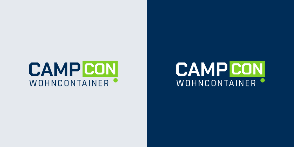 CampCon Logo, auf hellem und dunklem Untergrund. 